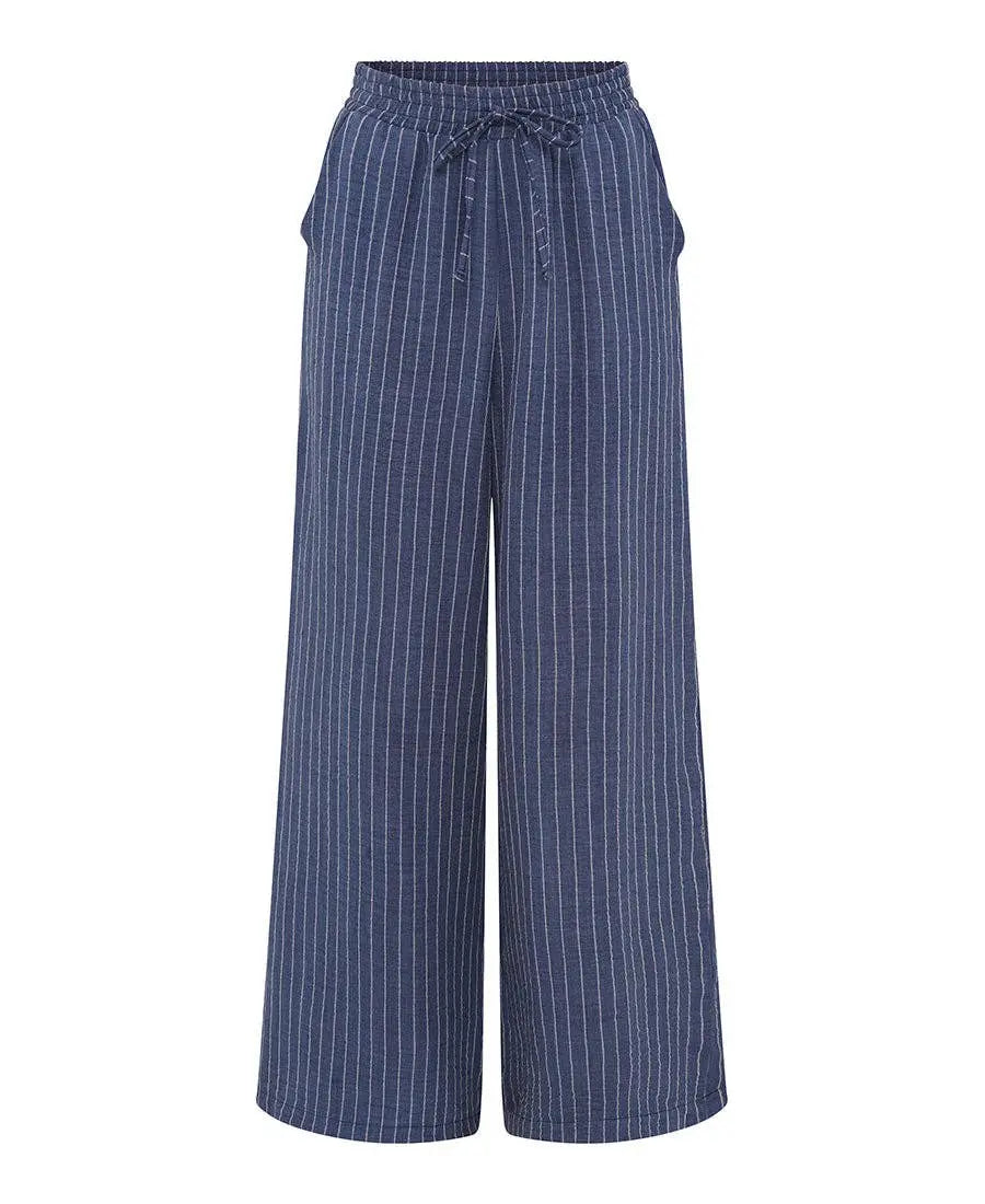 Blue Stripe Wide Leg Trousers: M Needs No Label
