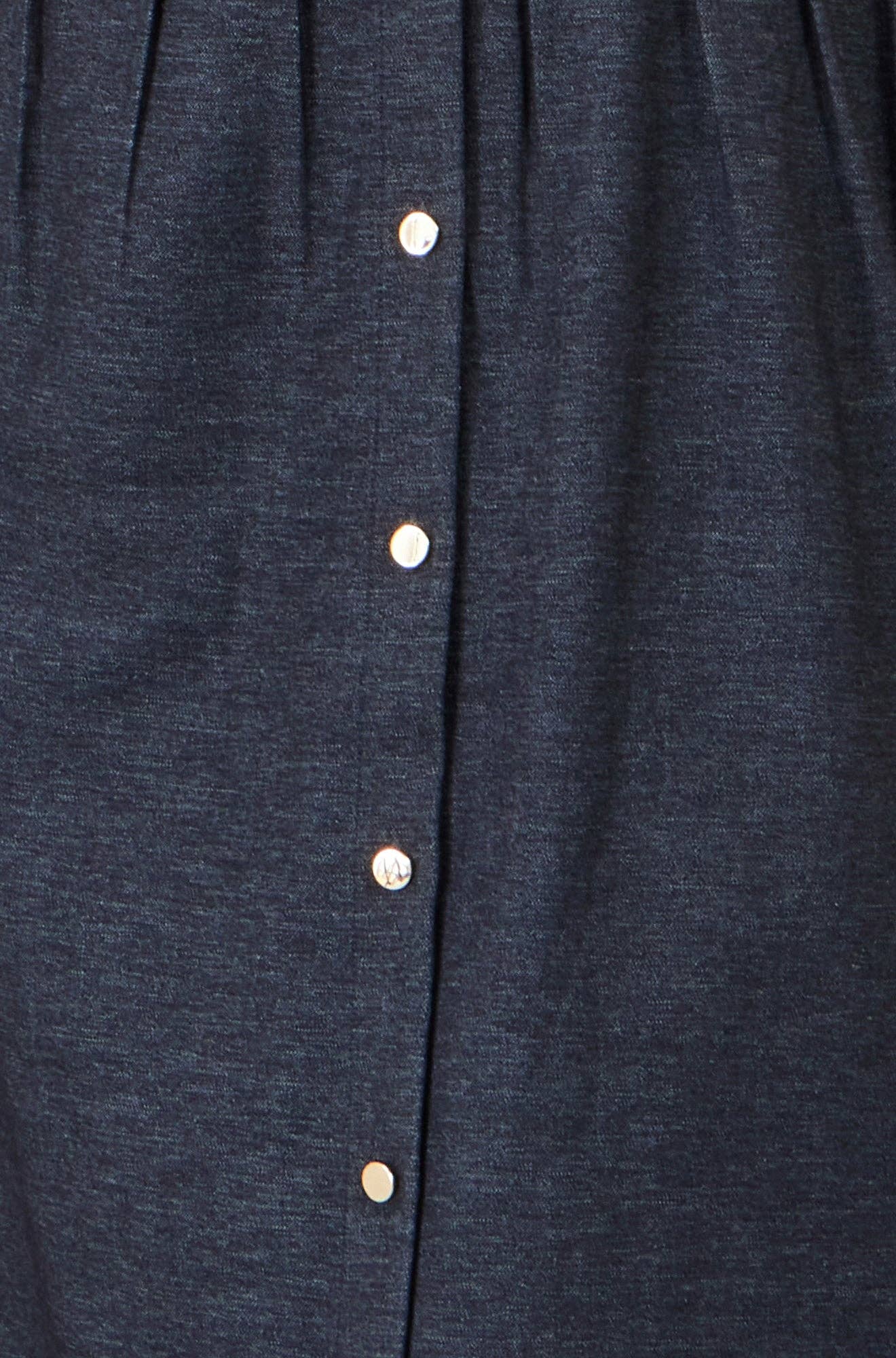 Navy Stretch Midi Shirt Dress: Blue