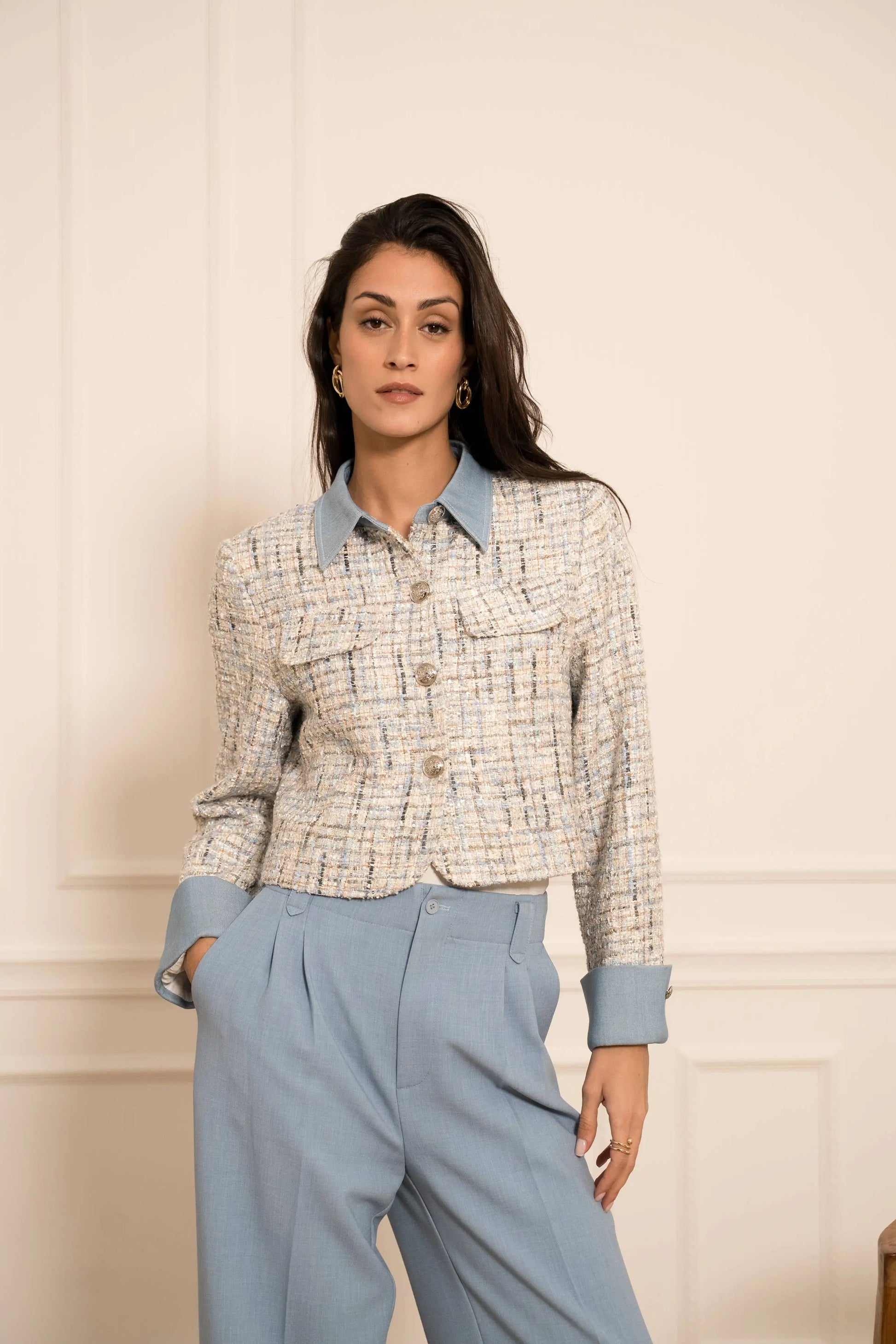 Élise jacket in tweed & Dark denim - The Style Closet