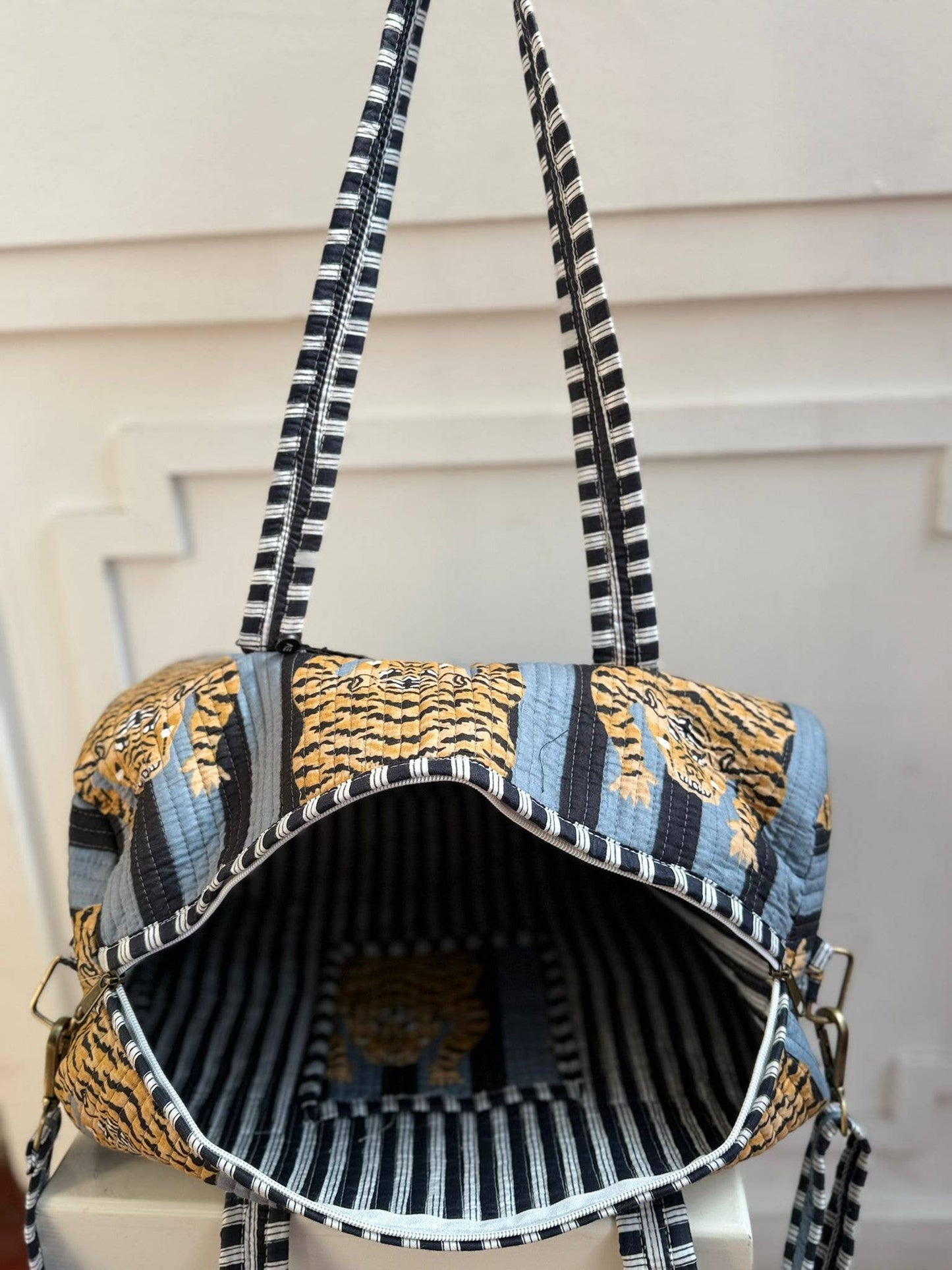 Quilted Cotton Duffle Bag 18': Blue