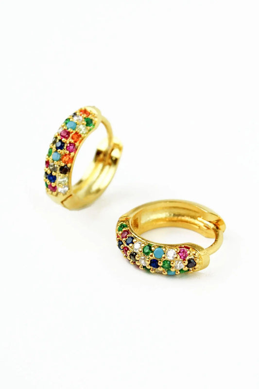 CHUNKY GEMSTONE HUGGIE HOOP EARRINGS My Doris