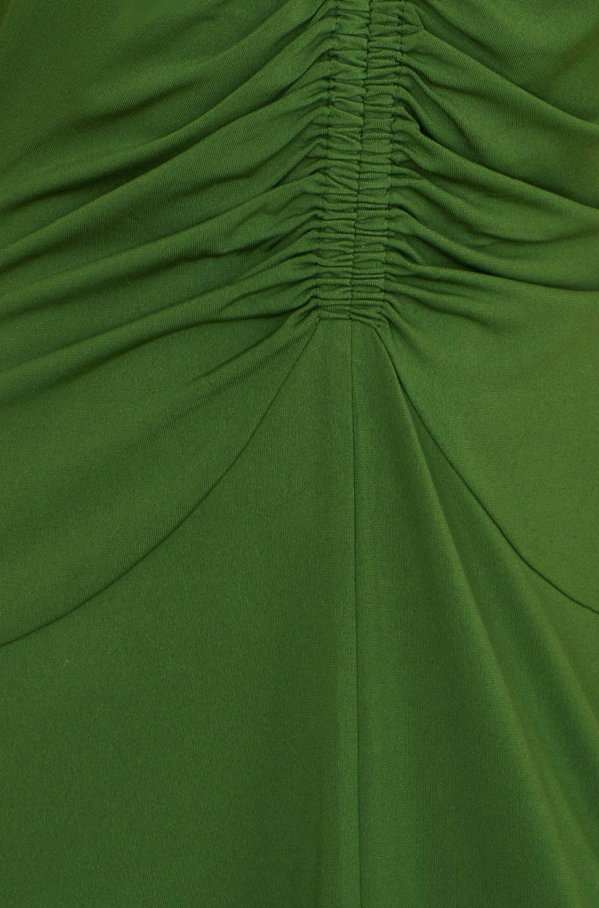 Yumi Green Ruched Front Stretch Midi Dress: Green / 10 Yumi