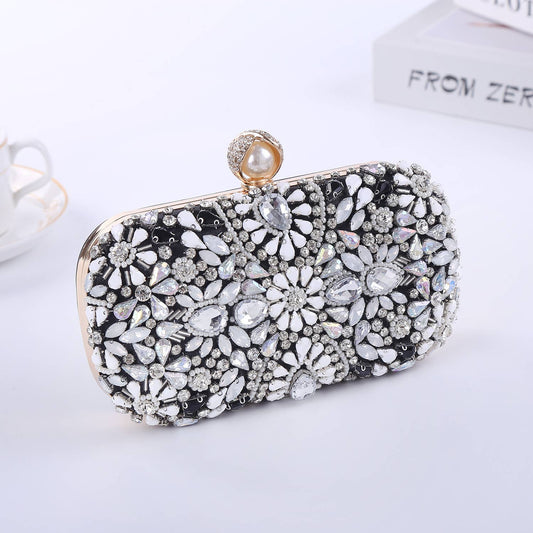 Crystal Embellished evening bag in Black