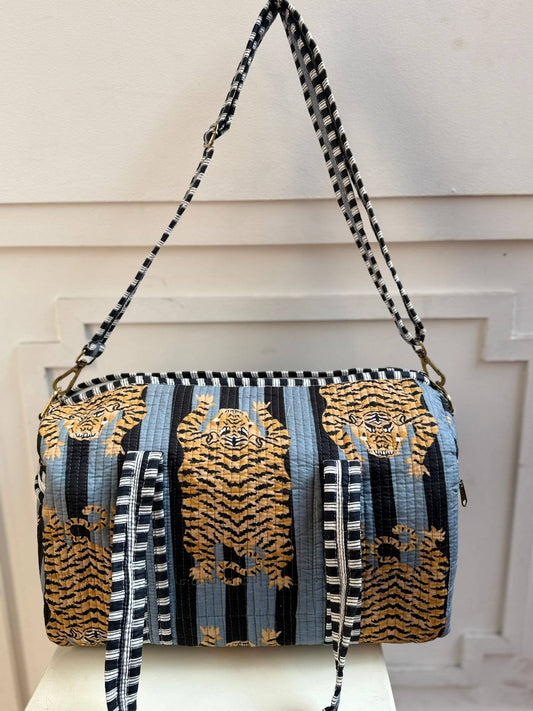 Quilted Cotton Duffle Bag 18': Blue