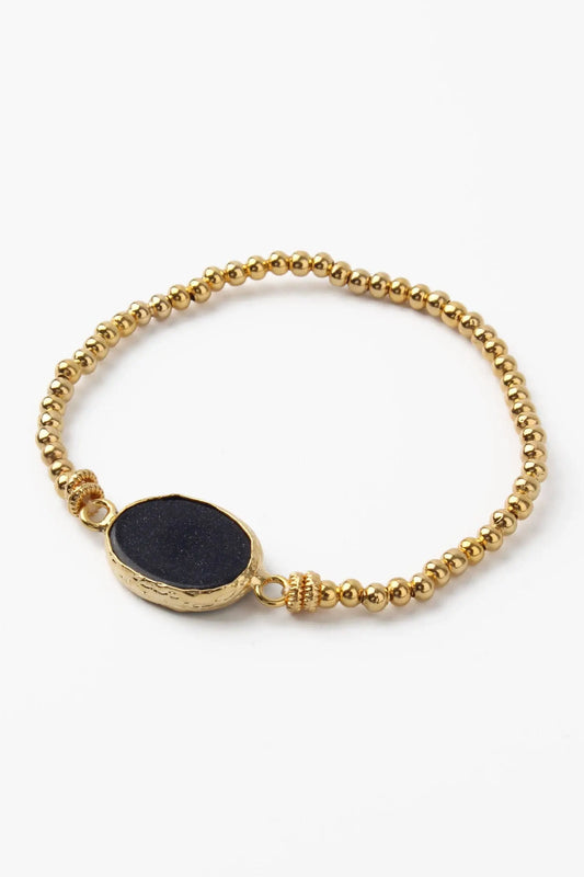 BLACK SPARKLE GEMSTONE GOLD BRACELET My Doris