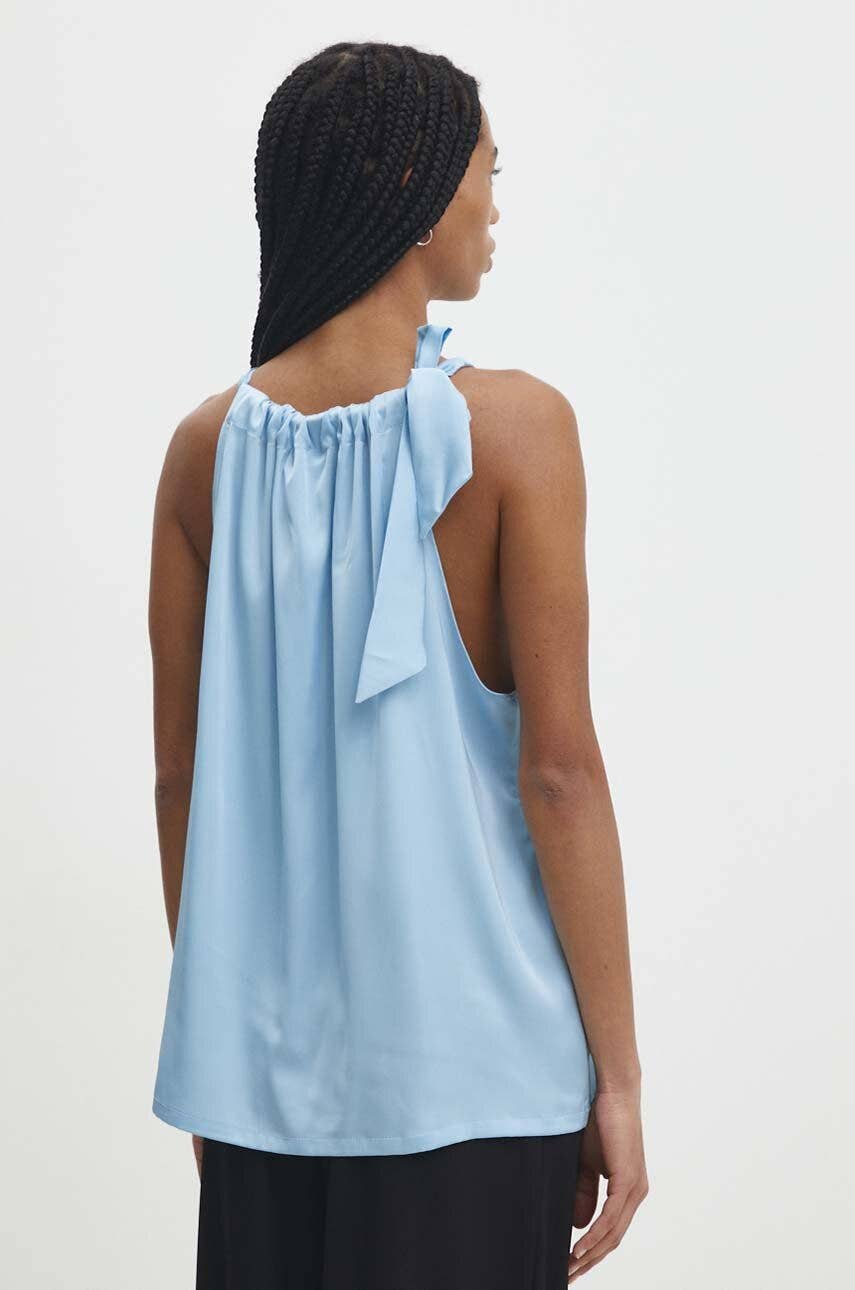 Satin Elisabeth top with bow at the collar - Khaki / One size