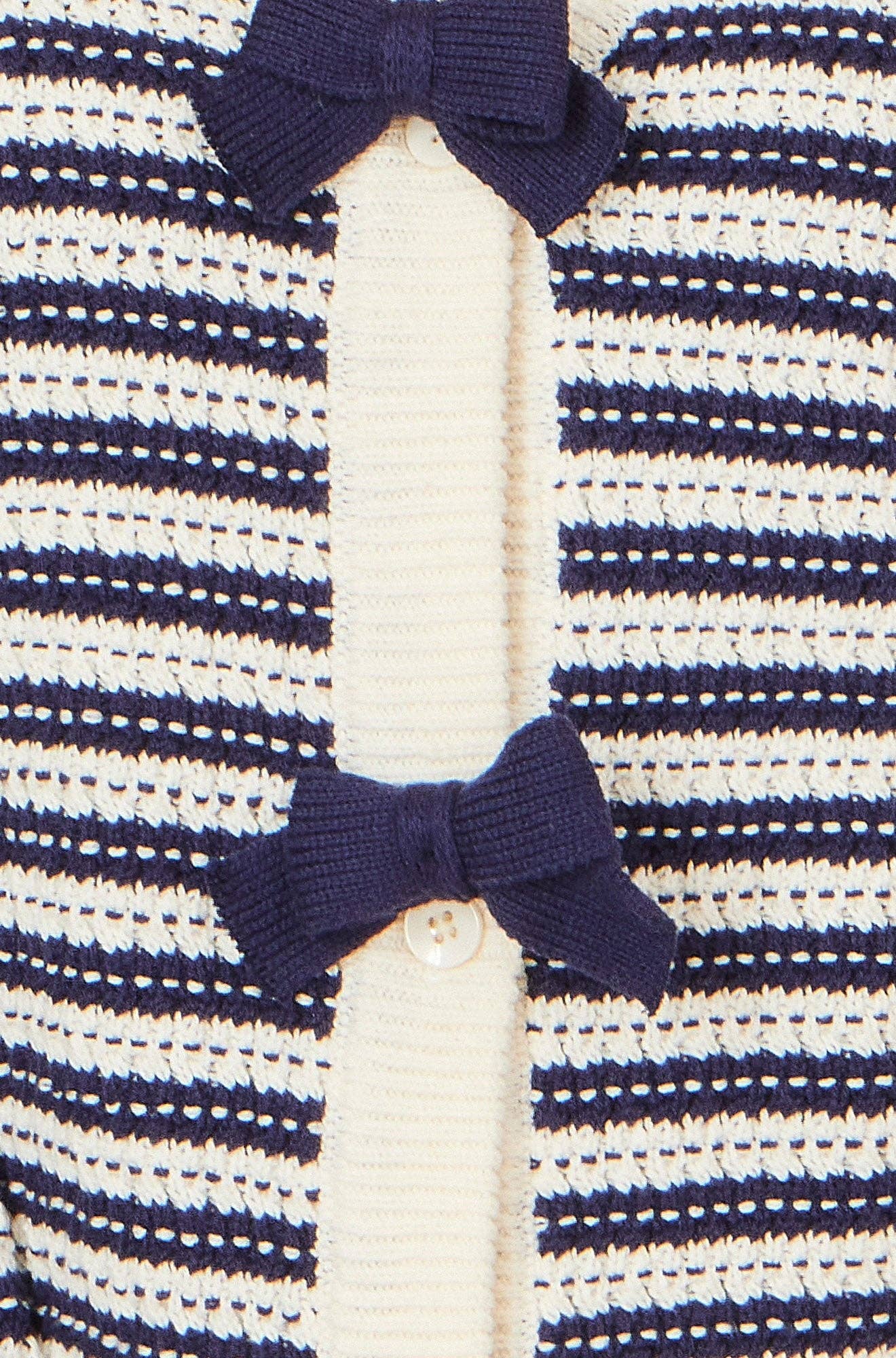 Multicolour Block Stripe Tie Front Cardigan: Navy