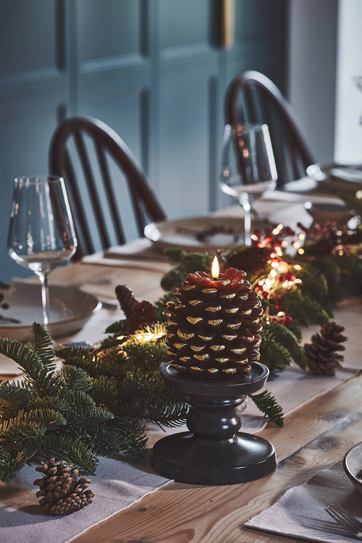 LED Gold Pinecone Candle The Style Closet