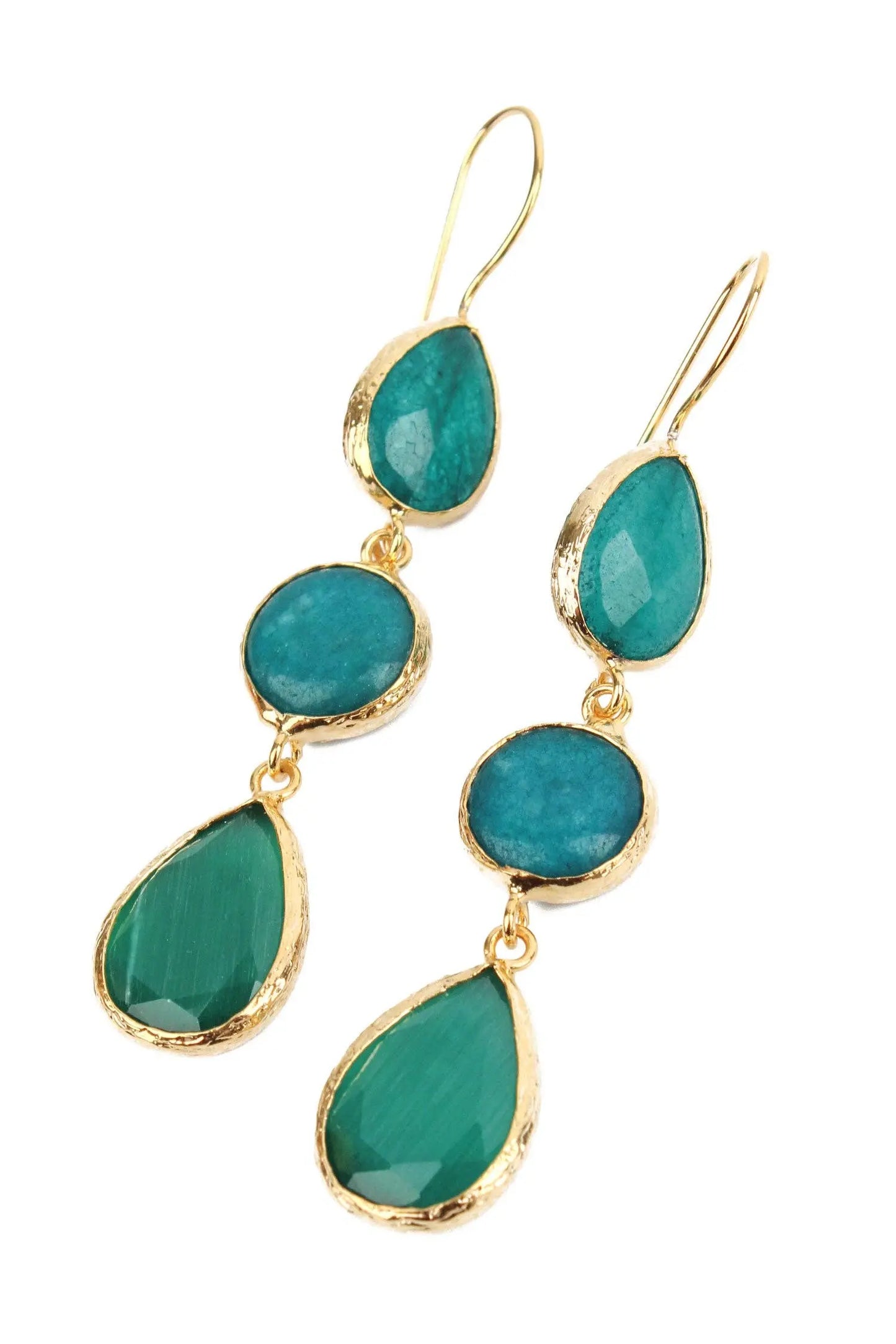 TEAL THREE DROP EARRINGS My Doris