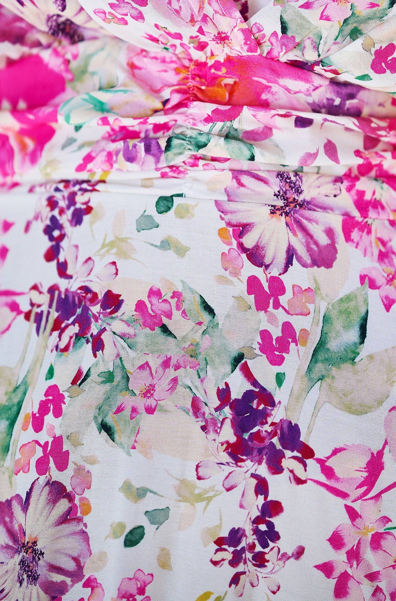 Yumi Pink Mirror Floral Print Ruched Waist Kimono Midi Dress: Pink / 16