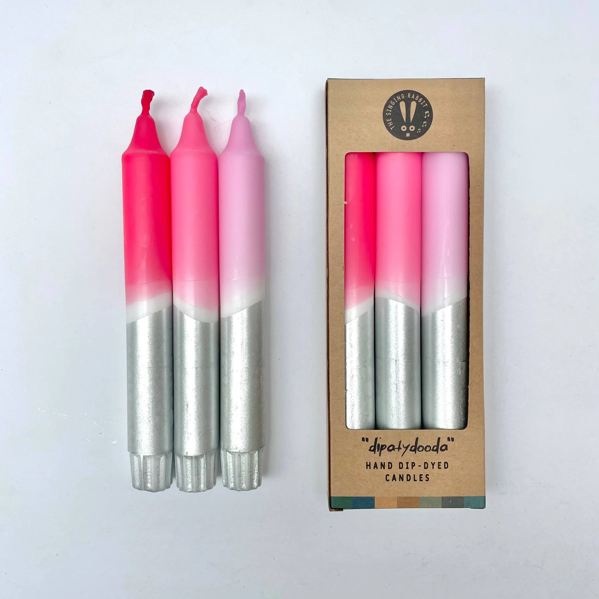 Rosy Hues & Silver Dip Dye Dinner Candles The Style Closet