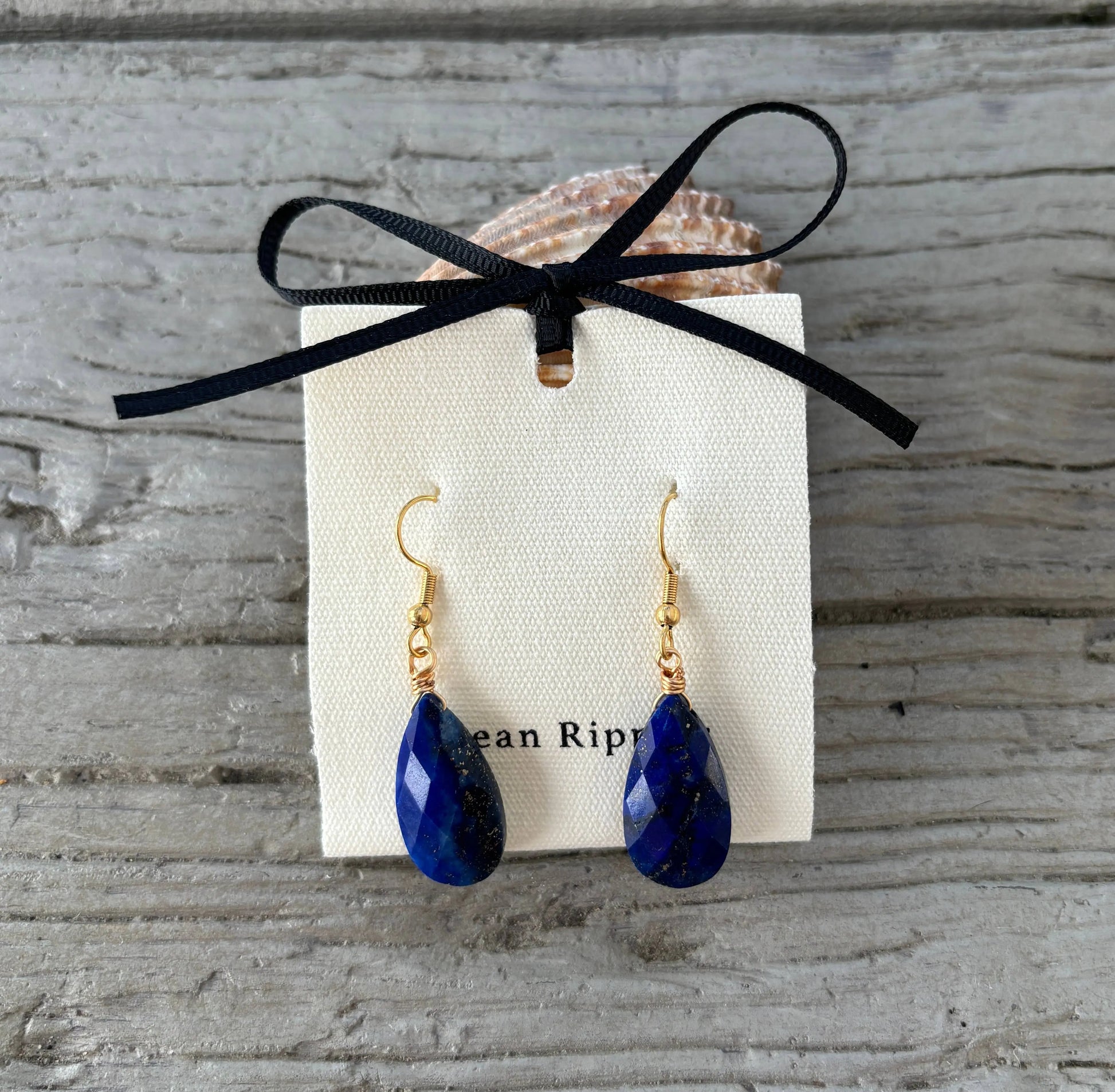 18ct Gold Plated Lapis Lazuli Drop Earrings The Style Closet