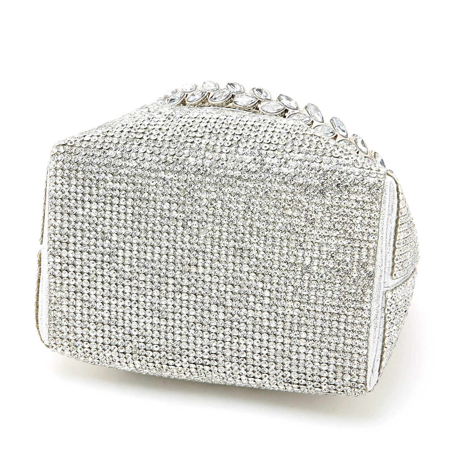 crystal bon Bon bag with crystal handle: Silver The Style Closet