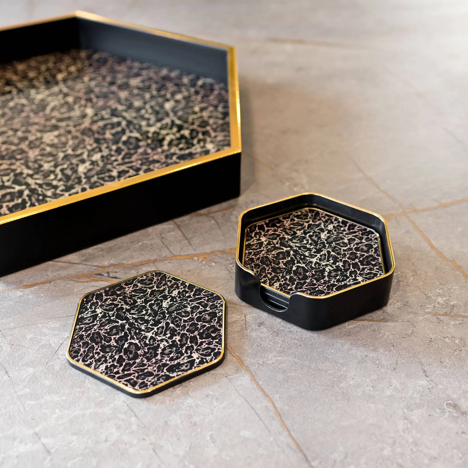 Leopard Print Hexagonal Coasters The Style Closet