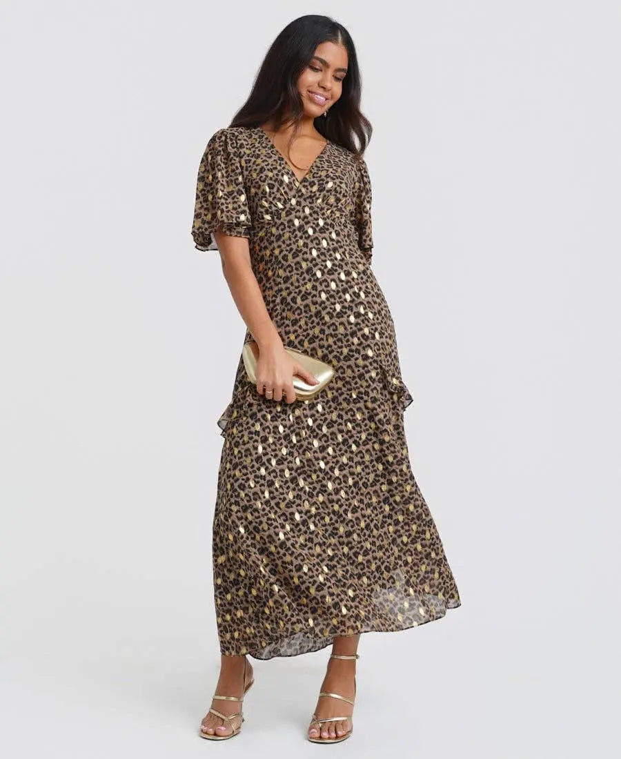 Ruffle Animal Foil Midi Dress: 12 Needs No Label