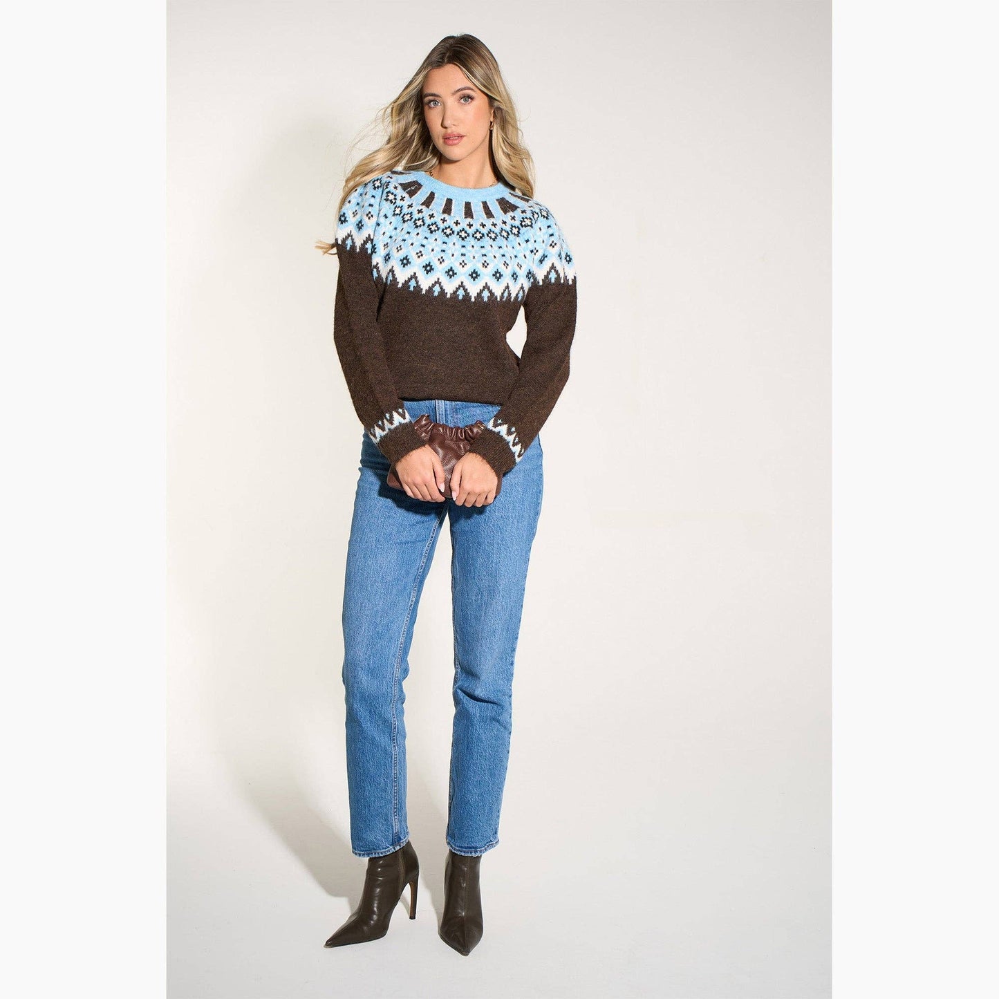 Nordic Style Jumper in Brown/Blue: One Size