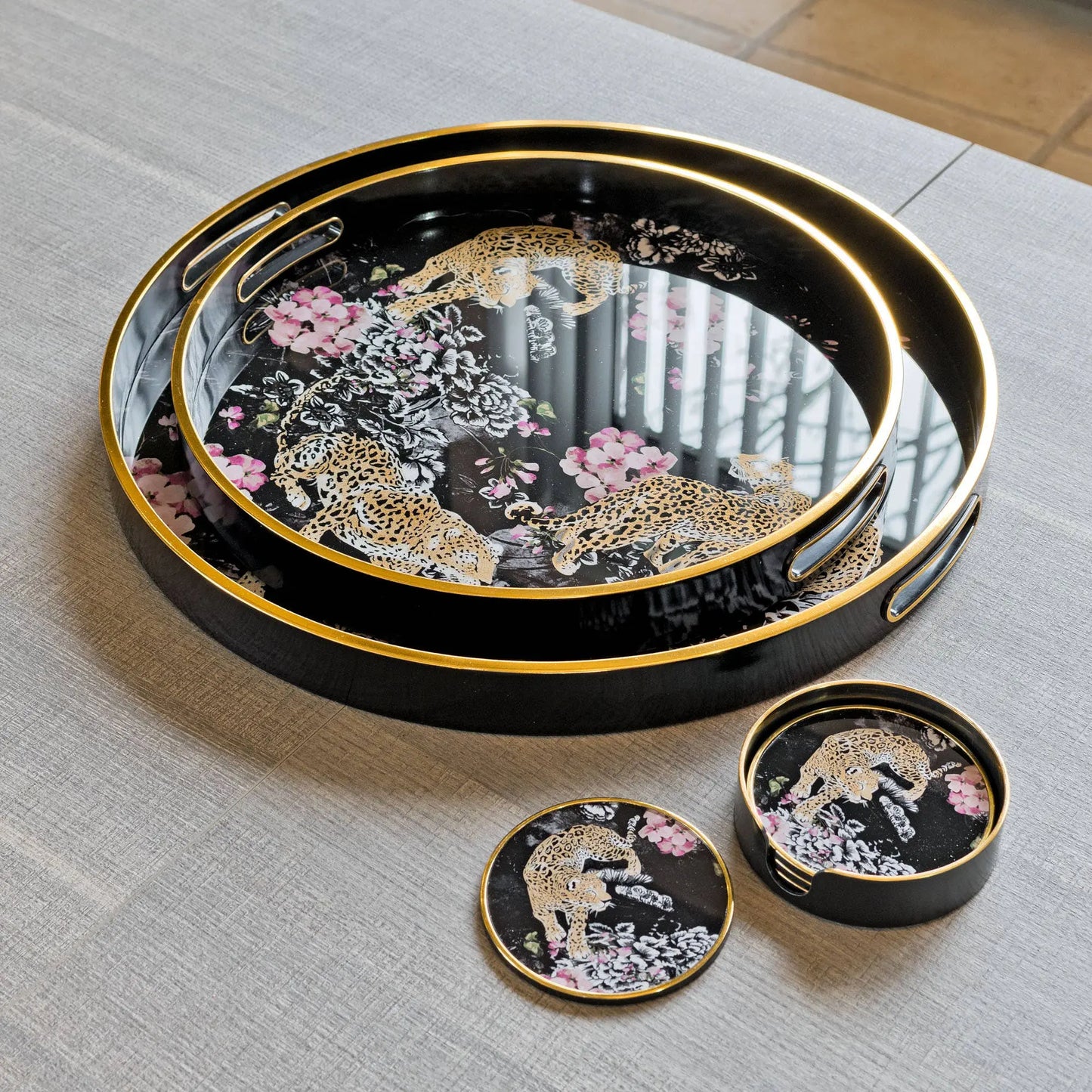 36cm Circular Tray With Leopard Design The Style Closet