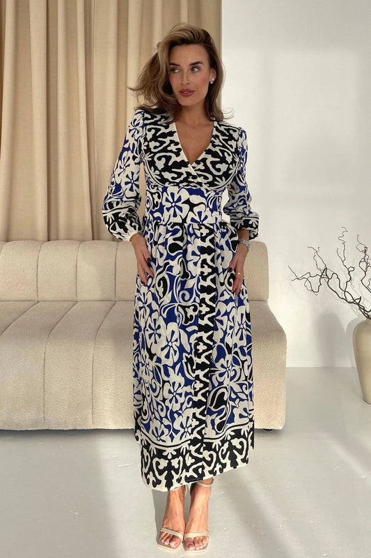 Long Sleeve Maxi Dress Blue The Style Closet