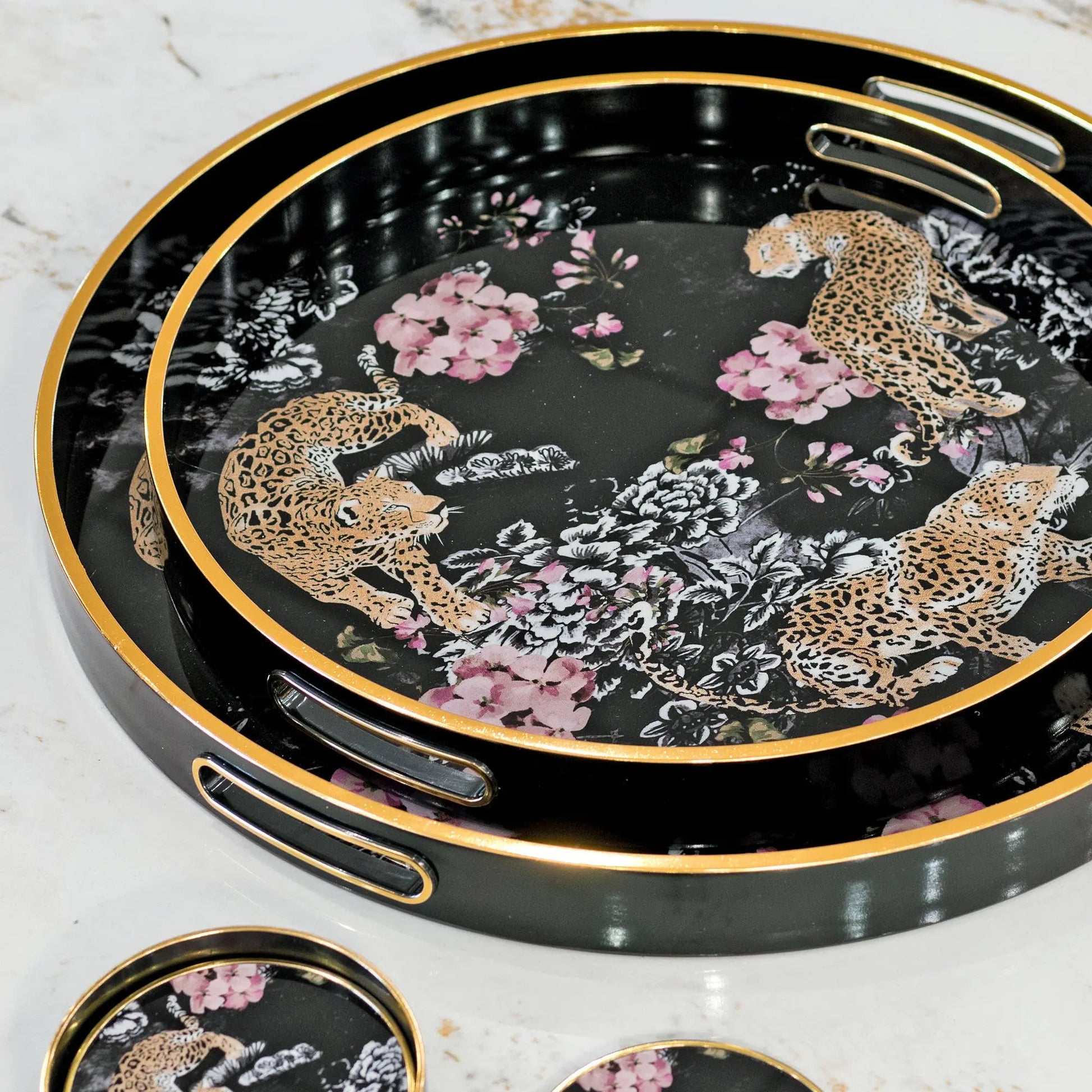 36cm Circular Tray With Leopard Design The Style Closet