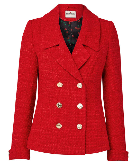 Elle Statement Tweed Jacket: Red