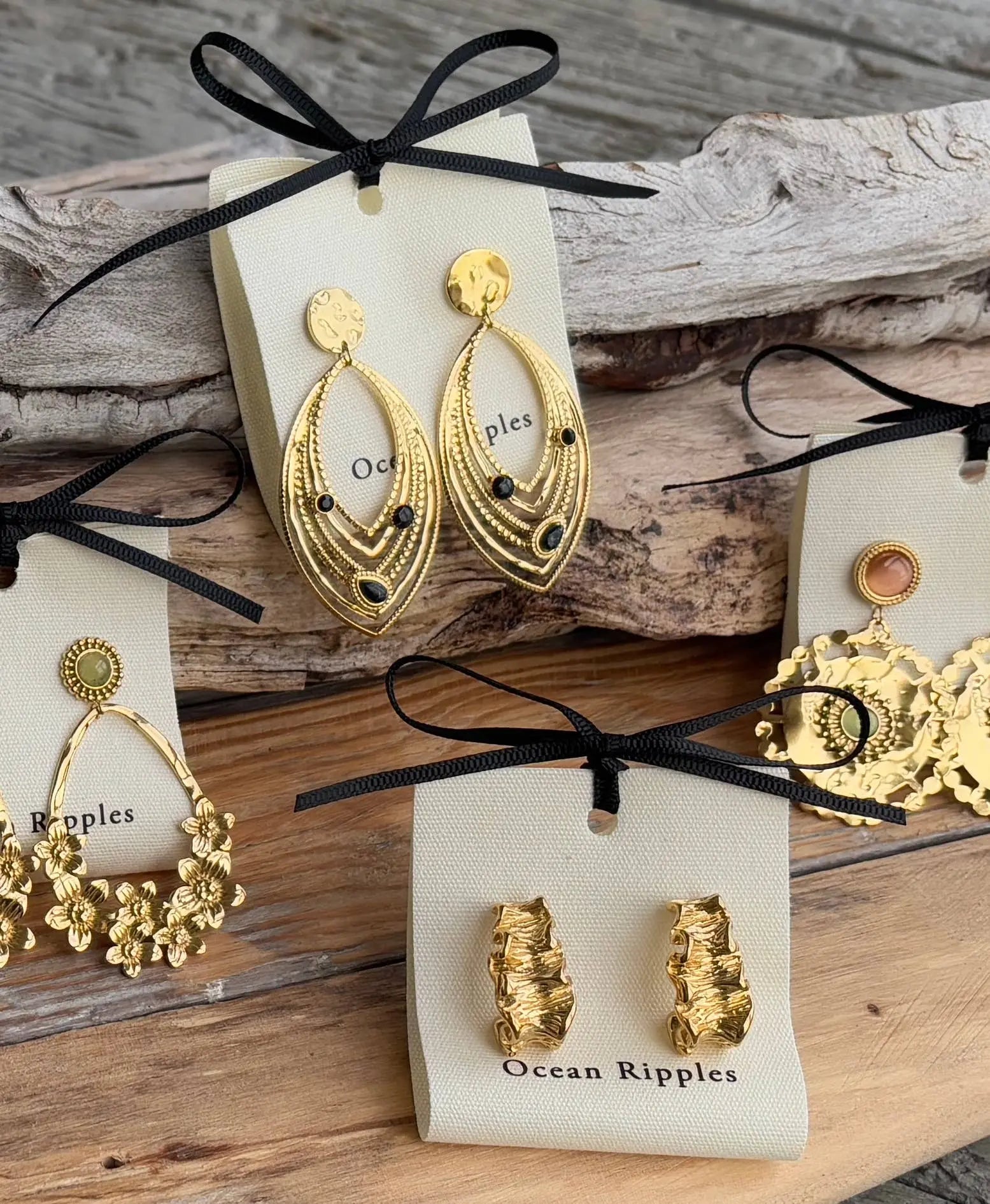 18ct Gold Plated Black Turquoise Leaf Earrings   The Style Closet