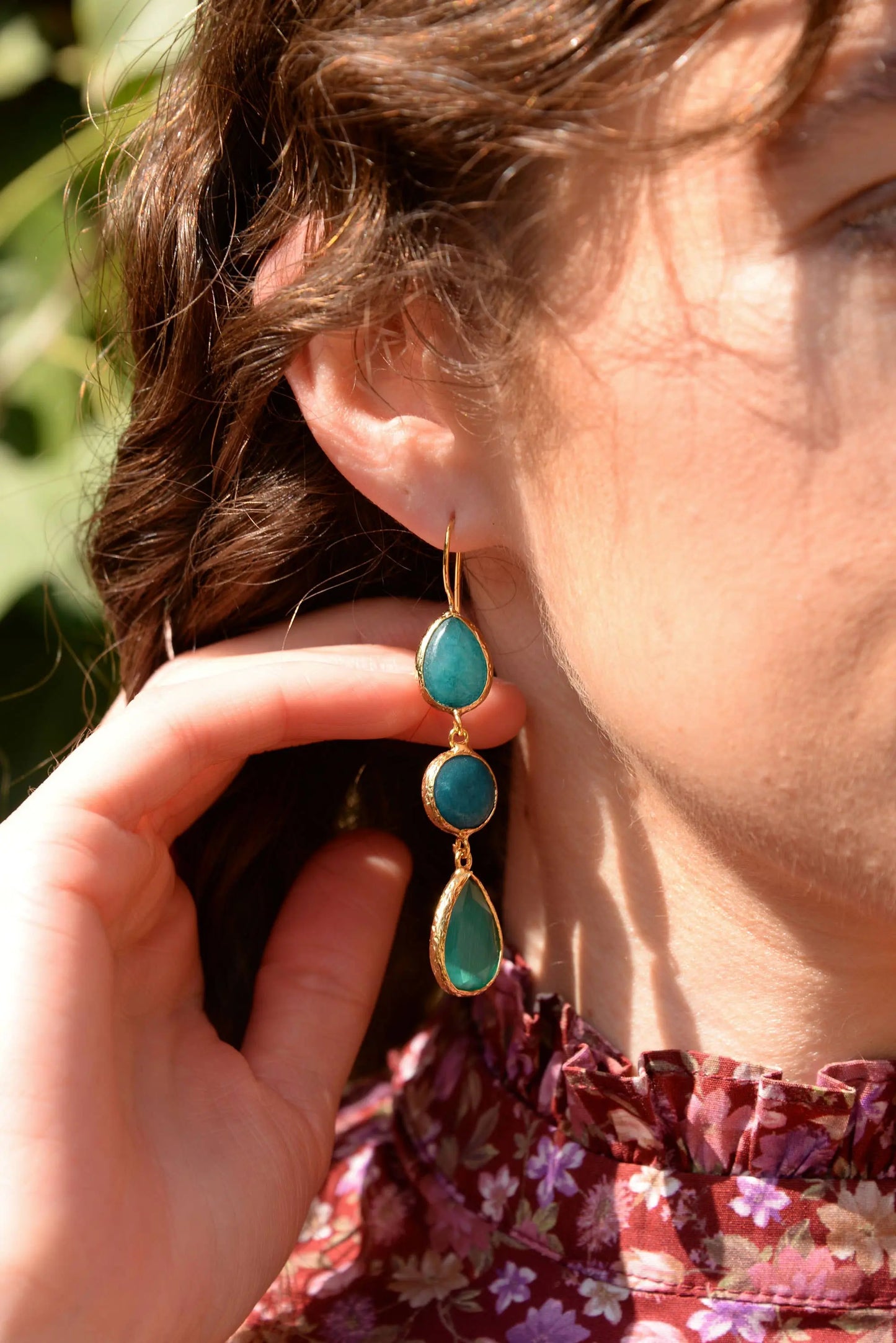 TEAL THREE DROP EARRINGS My Doris