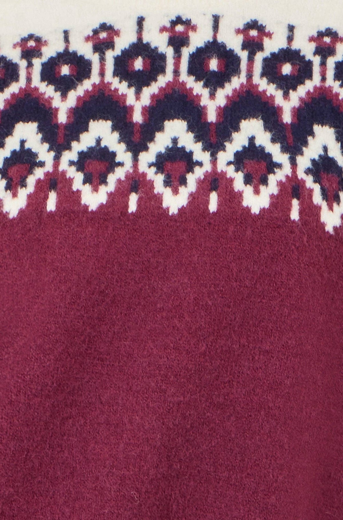 Yumi Burgundy Fair isle Relaxed Fit Knitted Jumper: Burgundy / M/L