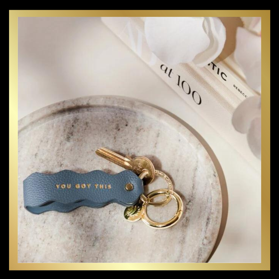 'You Got This' Sentiment Wave Keyring in Navy by Katie Loxton