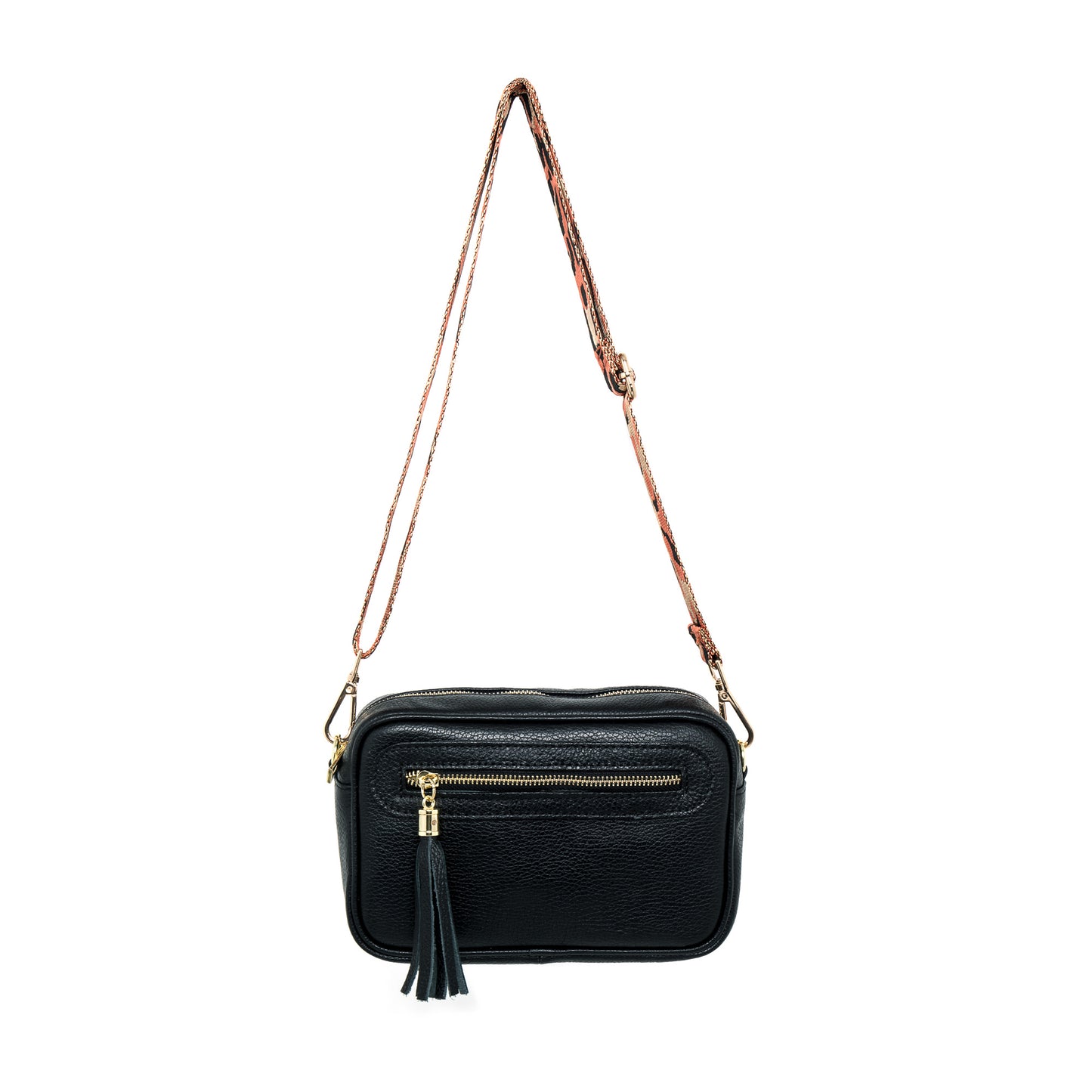 Camera Italian Leather Handbag - with additional side zip